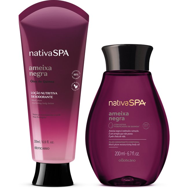 Combo Nativa Spa Ameixa Negra: Loção Corporal 200ml +Óleo Corporal 200ml
