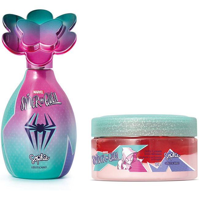 Combo Sophie Spider-Gwen: Colônia Infantil 100ml +Jelly Cream Creme Hidratante 150g