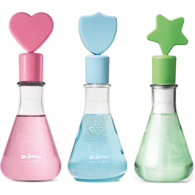 Combo Colônia Infantil Dr. Botica: Poção do Coração 120ml + Poção da Aventura 120ml + Poção da Coragem 120ml