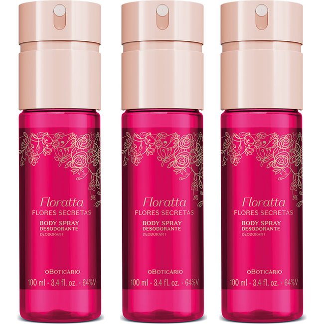 Combo Body Spray Floratta Flores Secretas 100ml (3 unidades)