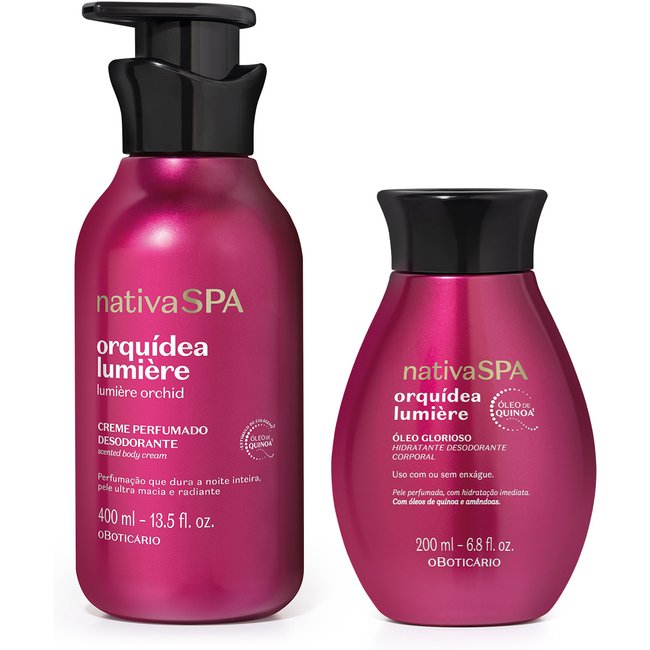Combo Nativa SPA Orquídea Lumière: Creme Perfumado Desodorante 400ml + Óleo Hidratante Desodorante Corporal Glorioso 200ml