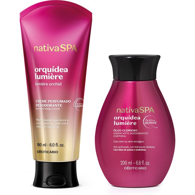 Combo Nativa SPA Orquídea Lumière: Creme Perfumado Desodorante 180ml + Óleo Hidratante Desodorante Corporal Glorioso 200ml