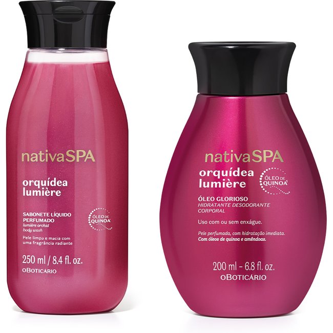 Combo Nativa SPA Orquídea Lumière: Sabonete Líquido Corporal 250ml+ Óleo Hidratante Desodorante Corporal Glorioso 200ml