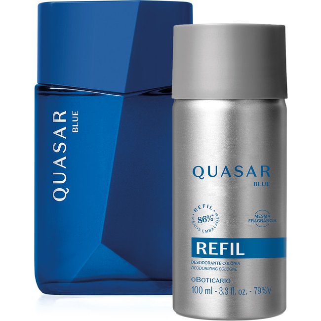 Combo Quasar Blue: Desodorante Colônia 100ml + Refil 100ml