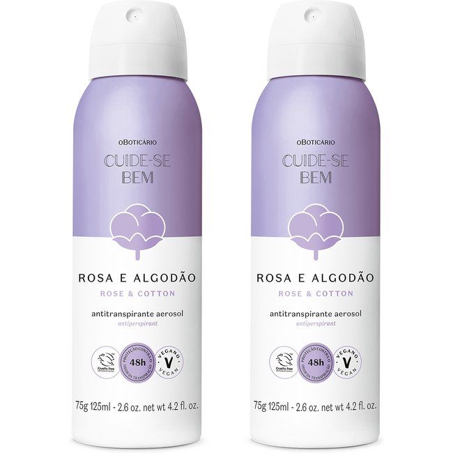 Combo Desodorante Antitranspirante Aerosol Cuide-se Bem Rosa e Algodão 75g/125ml (2 itens)
