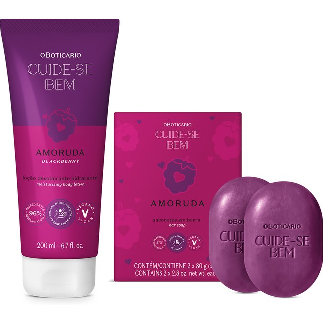 Combo Cuide-se Bem Amoruda: Loção Corporal 200ml + Sabonetes Em Barra 2x80g