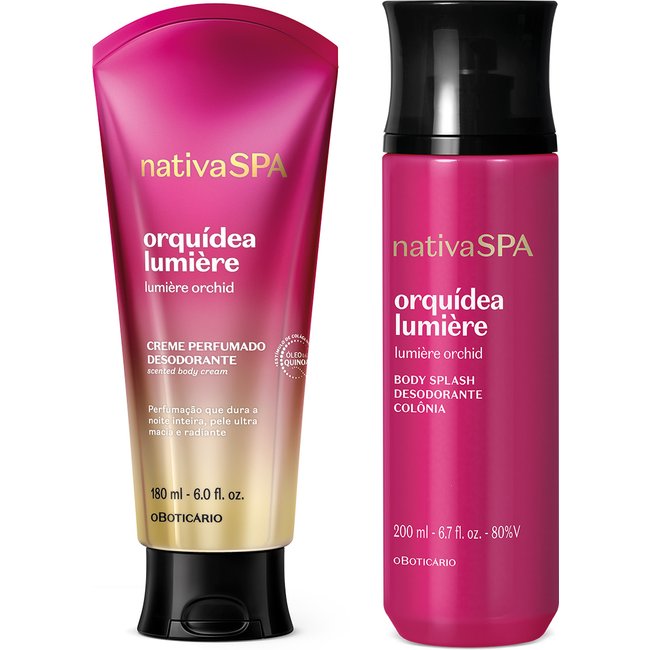 Combo Nativa SPA Orquídea Lumière: Body Splash 200ml + Creme Perfumado Desodorante 180ml
