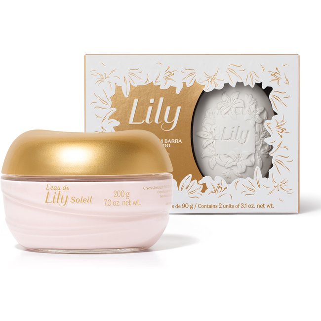 Combo L'eau de Lily Soleil: Creme Acetinado Corporal 200g + Sabonetes Em Barra Perfumados 2x90g