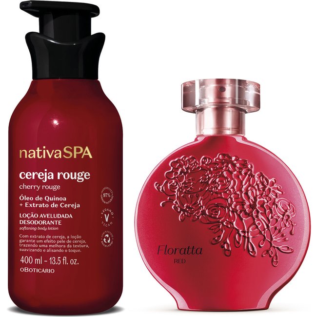 Combo Floratta Red Desodorante Colônia 75ml + Loção Corporal Nativa Spa Cereja Rouge 400ml