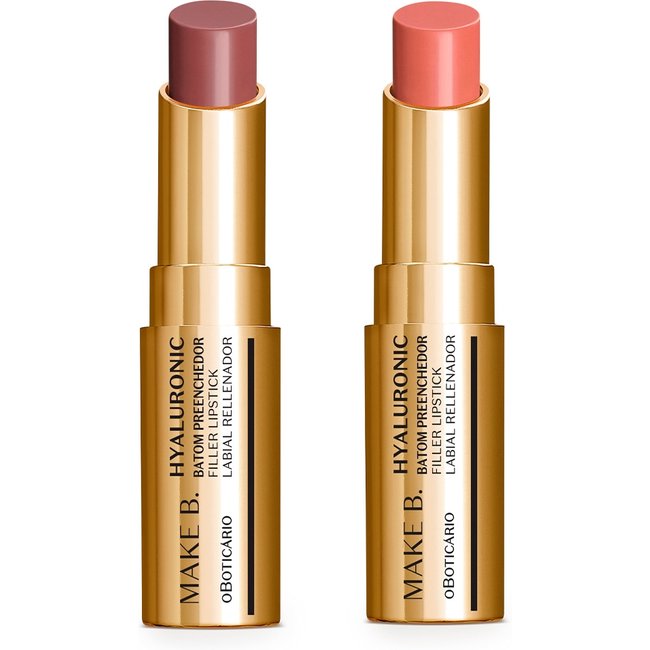 Combo Batom Preenchedor Make B. Hyaluronic: Marrom Nude Chic 3,4g + Marrom Candy Toffee 3,4g