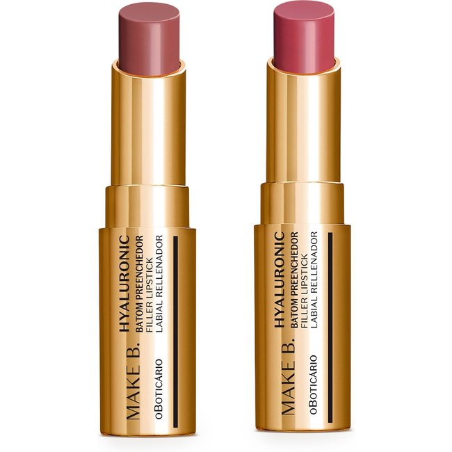 Combo Batom Preenchedor Make B. Hyaluronic: Marrom Nude Chic 3,4g + Rosa Rose Blush 3,4g