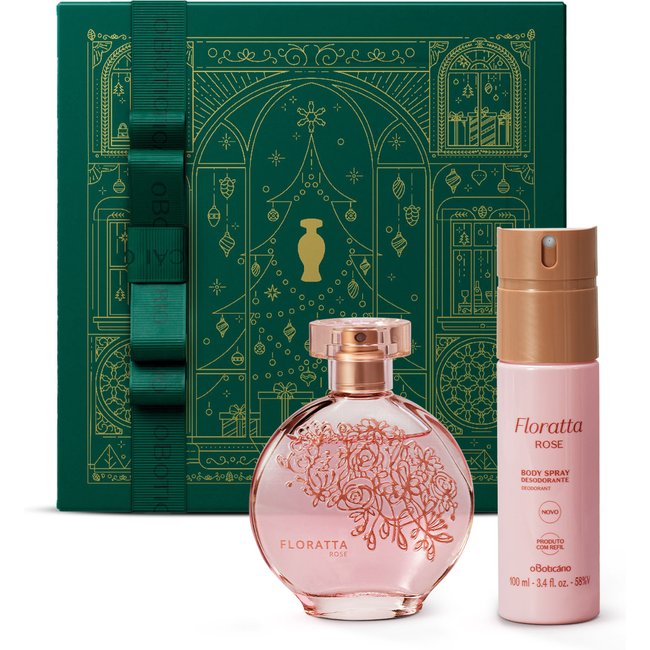 Combo Presente Floratta Rose: Desodorante Colônia 75ml + Body Spray 100ml + Caixa Presenteável