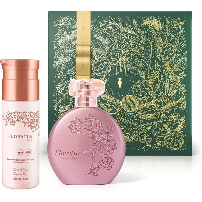 Combo Presente Floratta Rose: Bouquet Desodorante Colônia 75ml + Creme Hidratante Desodorante Corporal 200ml + Caixa Presenteável