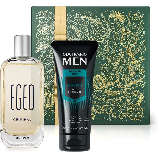 Combo Presente Egeo Original: Desodorante Colônia 90ml + Shower Gel 5 em 1 Men 205g + Caixa Presenteável