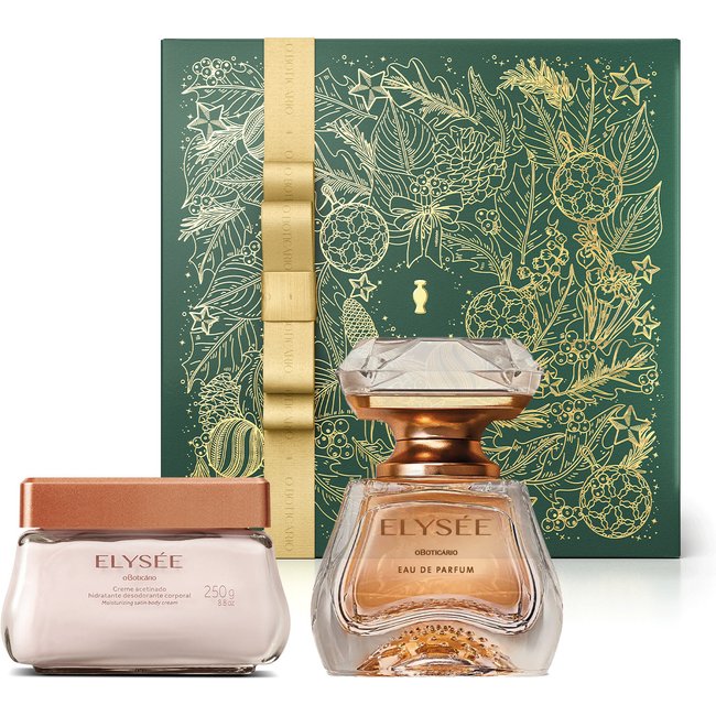 Combo Presente Elysée: Eau de Parfum 50ml + Creme Acetinado Hidratante Desodorante Corporal 250g + Caixa Presenteável