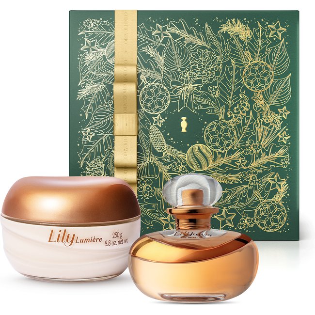 Combo Presente Lily Lumière: Eau De Parfum 75ml + Creme Acetinado Hidratante Desodorante Corporal 250g + Caixa Presenteável