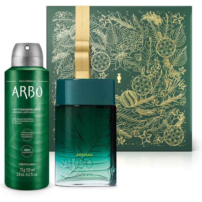 Combo Presente Arbo: Atlântica Desodorante Colônia 100ml + Desodorante Antitranspirante Aerossol 75ml/125g + Caixa Presenteável