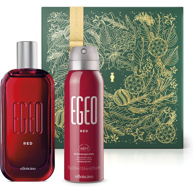 Combo Presente Egeo Red: Desodorante Colônia 90ml + Desodorante Antitranspirante Aerossol 75g + Caixa Presenteável