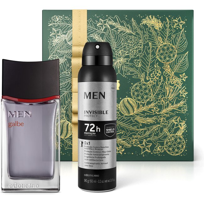 Combo Presente Men: Galbe Desodorante Colônia 100ml + Invisible Desodorante Antitranspirante 150ml + Caixa de Presente