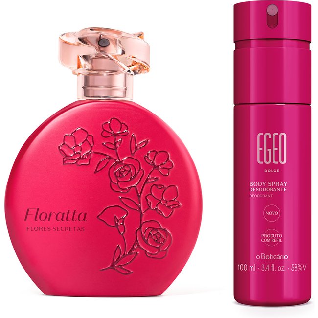 Combo Floratta Flores Secretas Desodorante Colônia 75ml + Egeo Desodorante Body Spray Dolce 100ml
