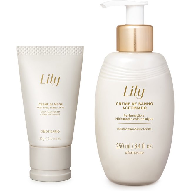 Combo Lily Acetinados: Creme de Banho 250ml + Creme Para Mãos 50g
