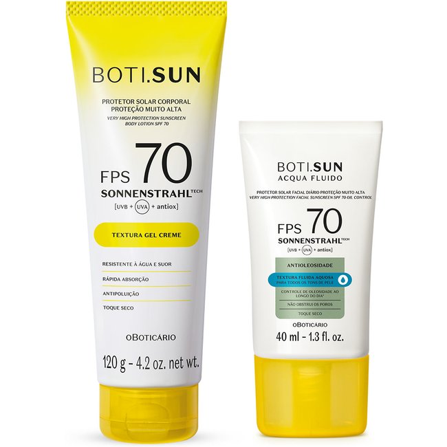 Combo Protetor Solar Boti.Sun: Corporal FPS 70 120G + Facial Antioleosidade FPS 70 40ml