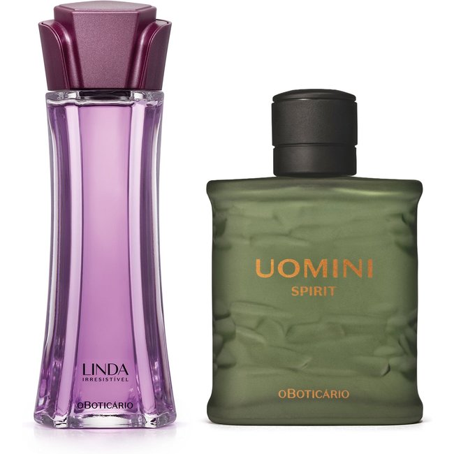 Combo Perfumaria Masculina e Feminina: Uomini Spirit 100ml + Linda Irresistível 100ml