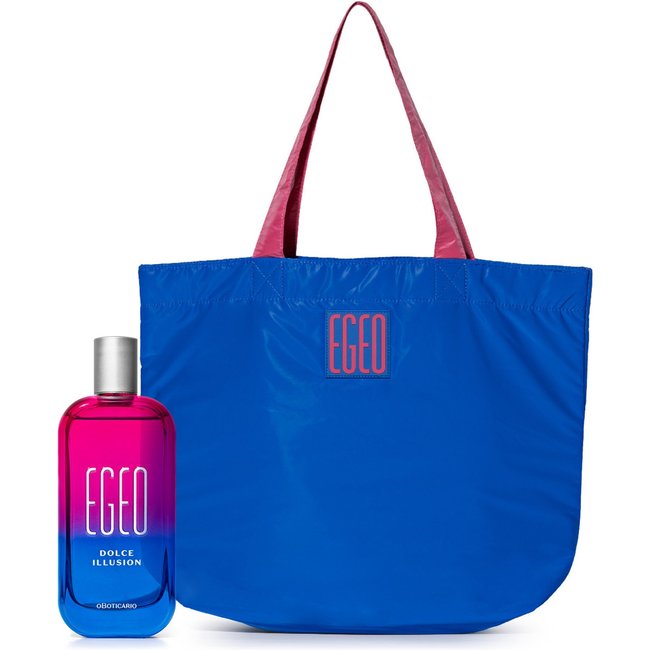 Combo Egeo Dolce Illusion: Desodorante Colônia 90ml + Bolsa Big Bag Azul e Rosa