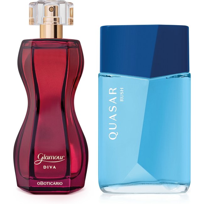 Combo Perfumaria Para Casal: Quasar Rush 100ml + Glamour Diva 75ml