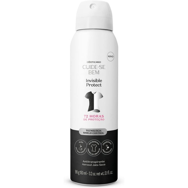 Antitranspirante Aerosol Jato Seco Cuide-se Bem Invisible Protect 90g/150ml