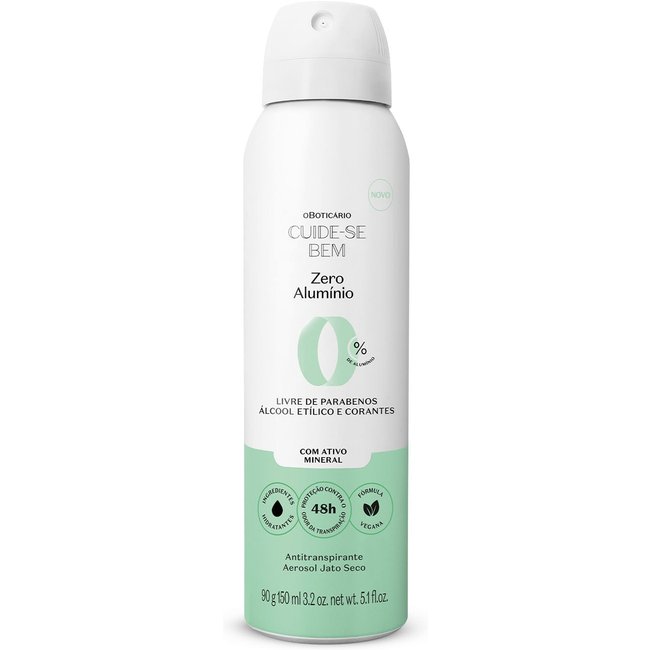 Antitranspirante Aerosol Jato Seco Cuide-se Bem Zero Alumínio 90g/150ml
