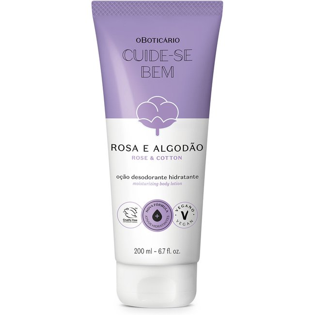 Loção Desodorante Hidratante Corporal Cuide-se Bem Rosa e Algodão 200ml