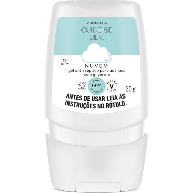 Gel Antisséptico 70% Com Glicerina Para As Mãos Cuide-se Bem Nuvem 30g