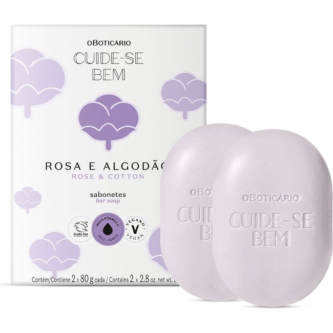 Sabonetes Cuide-se Bem Rosa e Algodão 2x80g Cada