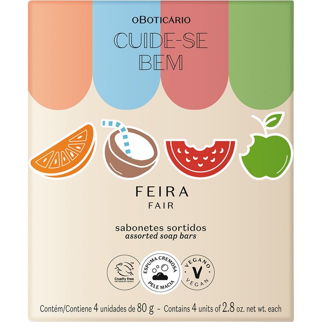 Sabonetes em Barra Sortidos Cuide-se Bem Feira 4x80g