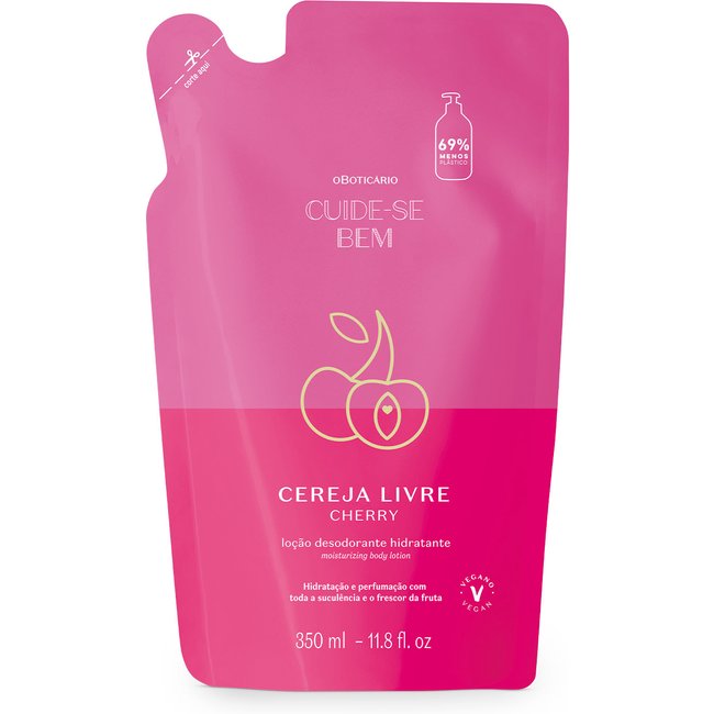 Refil Loção Hidratante Desodorante Corporal Cuide-se Bem Cereja Livre 350ml