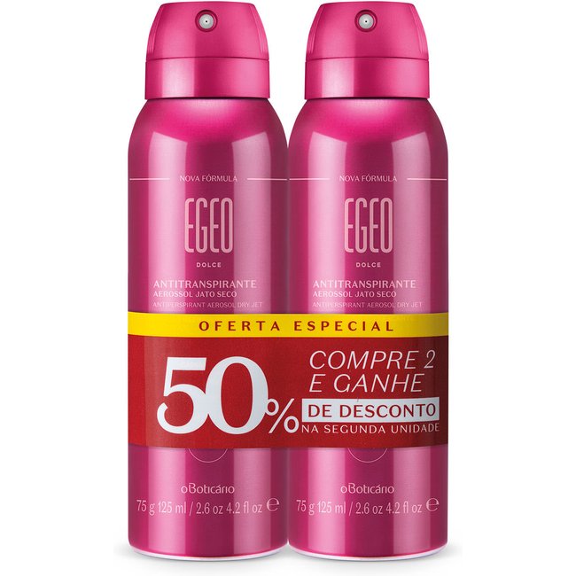 Kit Desodorante Antitranspirante Aerossol Egeo Dolce 2x75g/125ml