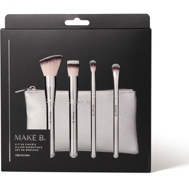Kit Pincel de Maquiagem Silver Make B. Essentials (5 itens)