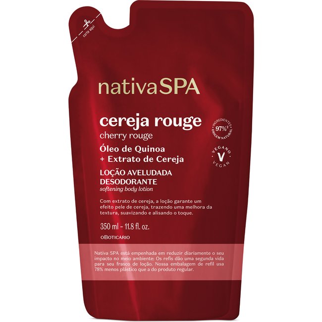 Refil Loção Aveludada Desodorante Corporal Nativa Spa Cereja Rouge 350ml