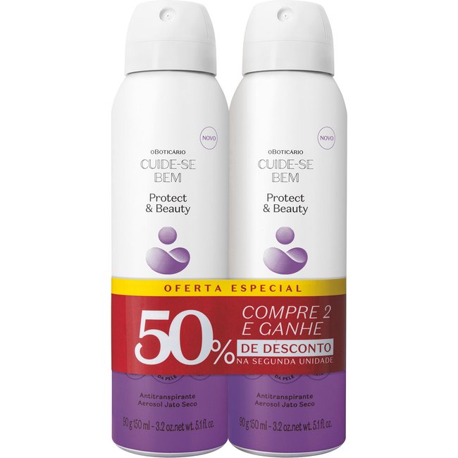 Kit Desodorante Antitranspirante Aerossol Protect and Beauty 2x90g/150ml