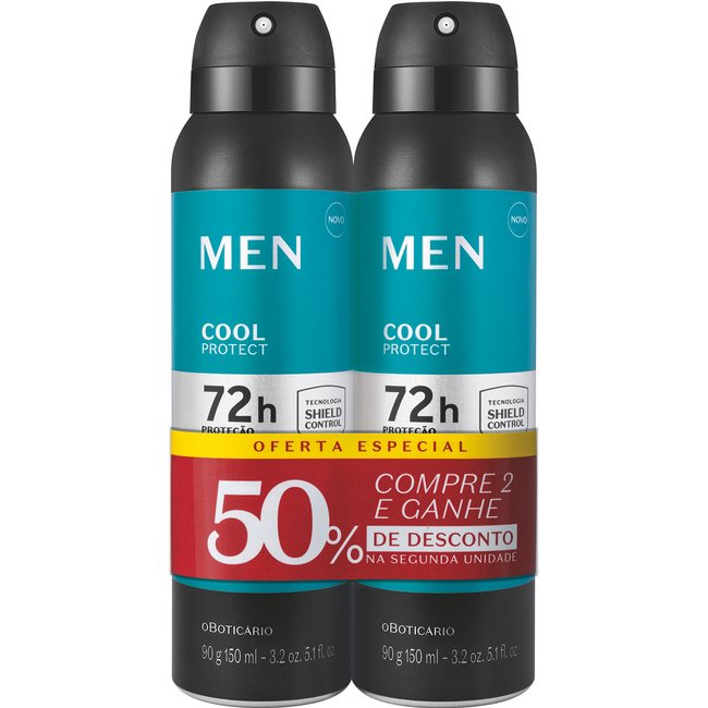Kit Desodorante Antitranspirante Aerosol Men Cool Protect 2x90g/150ml
