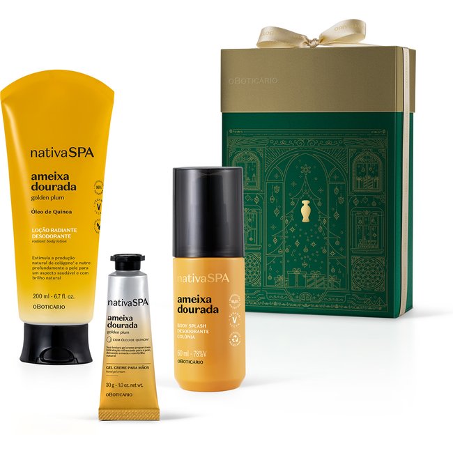 Kit Presente Natal Nativa Spa Ameixa Dourada (3 itens)