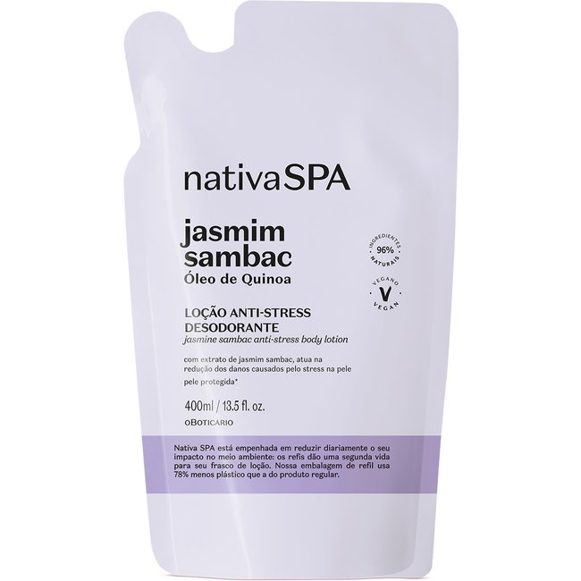 Refil Loção Hidratante Desodorante Corporal Anti-stress Nativa SPA Jasmim Sambac 400ml
