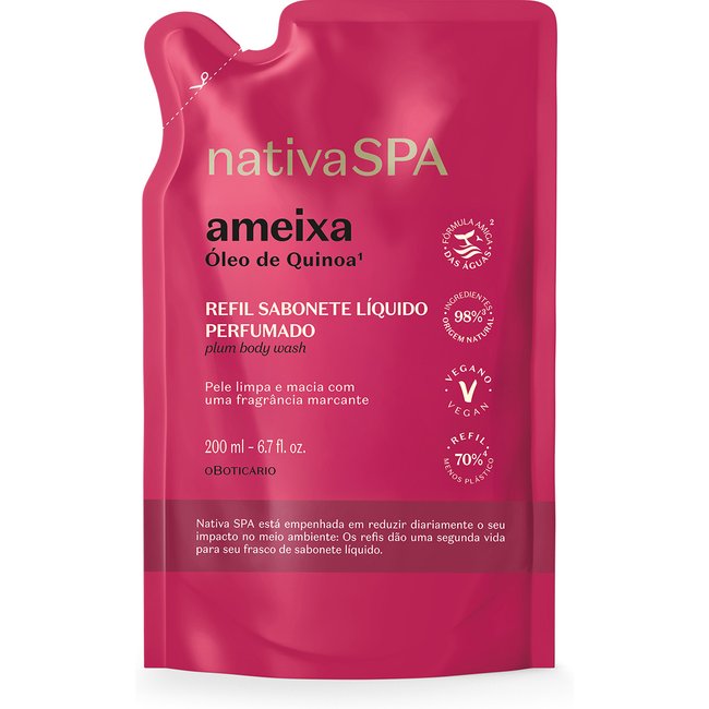 Refil Sabonete Líquido Perfumado Nativa Spa Ameixa 200ml