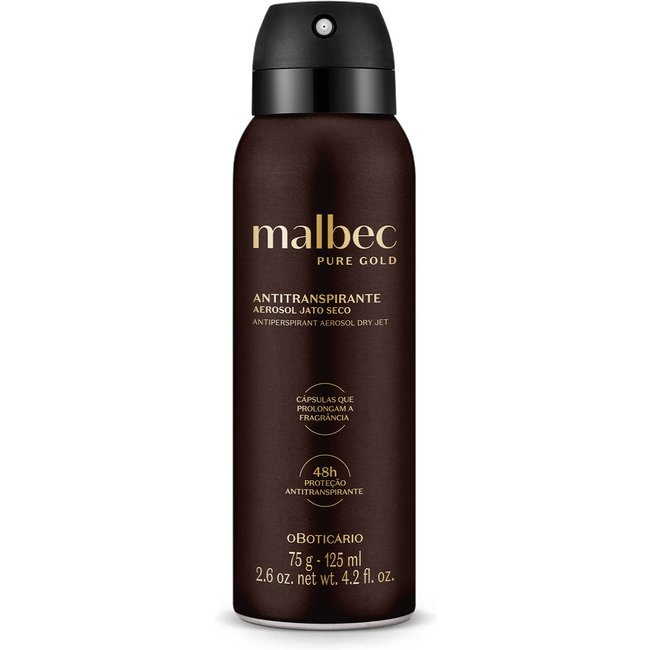 Desodorante Antitranspirante Aerosol Malbec Pure Gold 75g/125ml