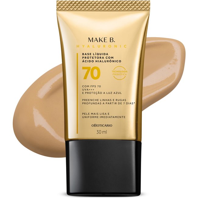 Base Líquida Protetora Make B. Hyaluronic FPS 70 cor 20 30ml