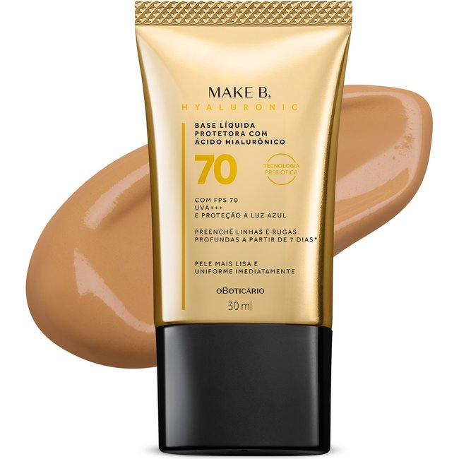 Make B. o Boticário Hyaluronic FPS 70 cor 50 - Base Líquida Protetora 30ml
