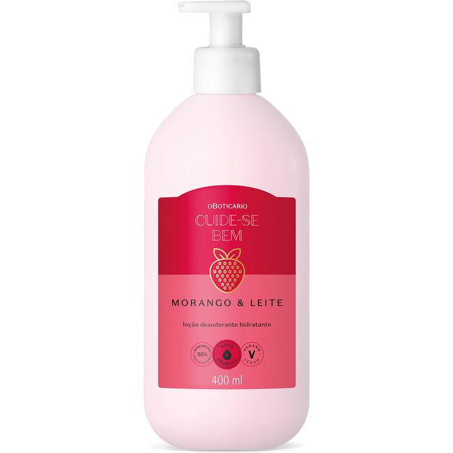 Loção Hidratante Desodorante Corporal Cuide-se Bem Morango e Leite 400ml