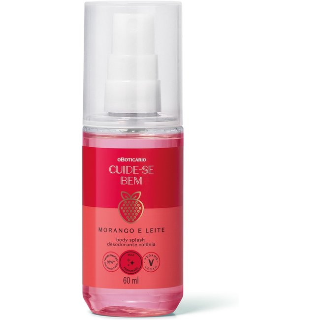 Body Splash Desodorante Colônia Cuide-se Bem Morango e Leite 60ml