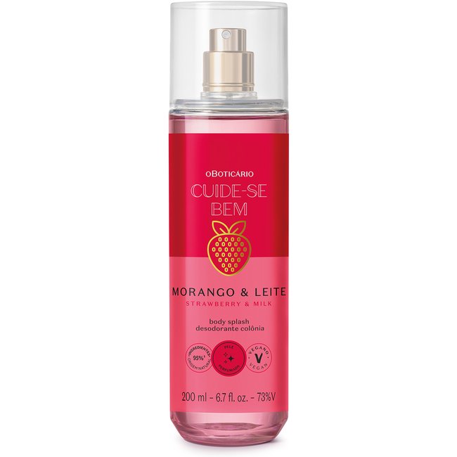 Body Splash Desodorante Colônia Cuide-se Bem Morango e Leite 200ml
